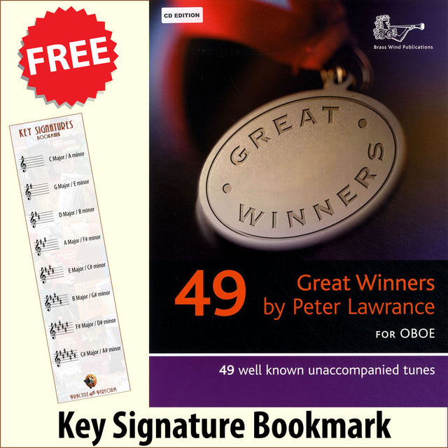 front cover of Great Winners for Oboe Book/CD together with free Treble Clef bookmark