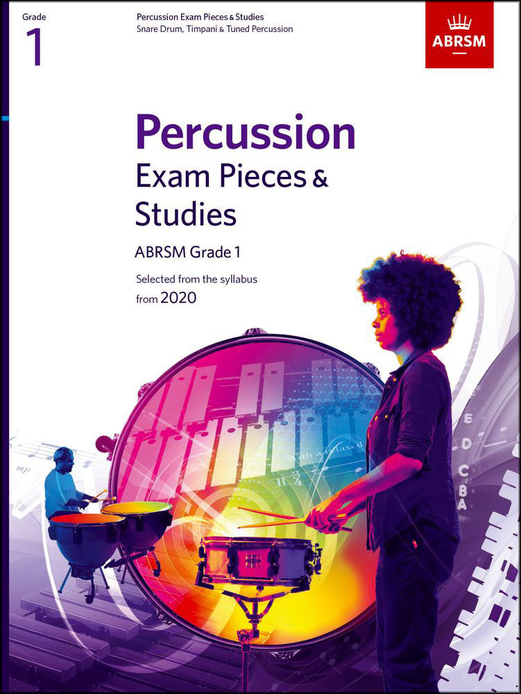 front cover of ABRSM Percussion Exam Pieces & Studies Grade 1 from 2020