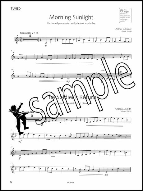 2nd sample page from ABRSM Percussion Exam Pieces & Studies Grade 1 from 2020