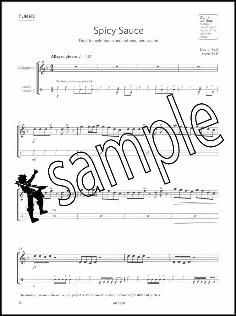 2nd sample page from ABRSM Percussion Exam Pieces & Studies Grade 3 from 2020