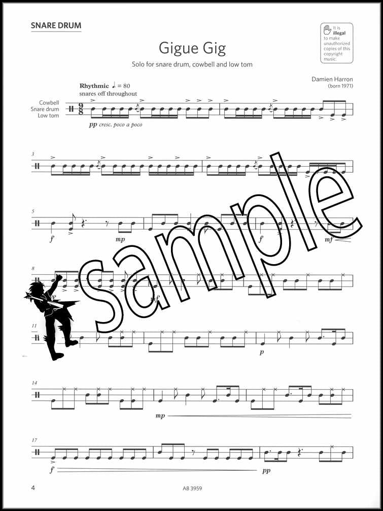 1st sample page from ABRSM Percussion Exam Pieces & Studies Grade 4 from 2020