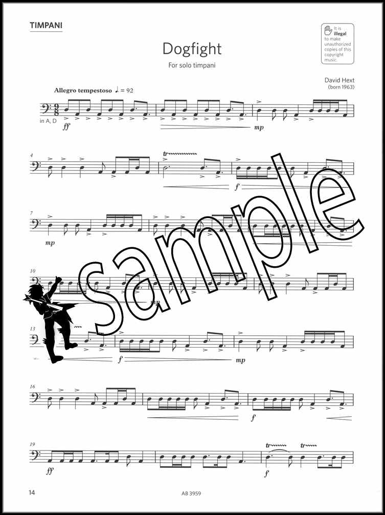 2nd sample page from ABRSM Percussion Exam Pieces & Studies Grade 4 from 2020