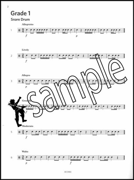 1st sample page from ABRSM Percussion Sight-Reading Grade 1-5 from 2020