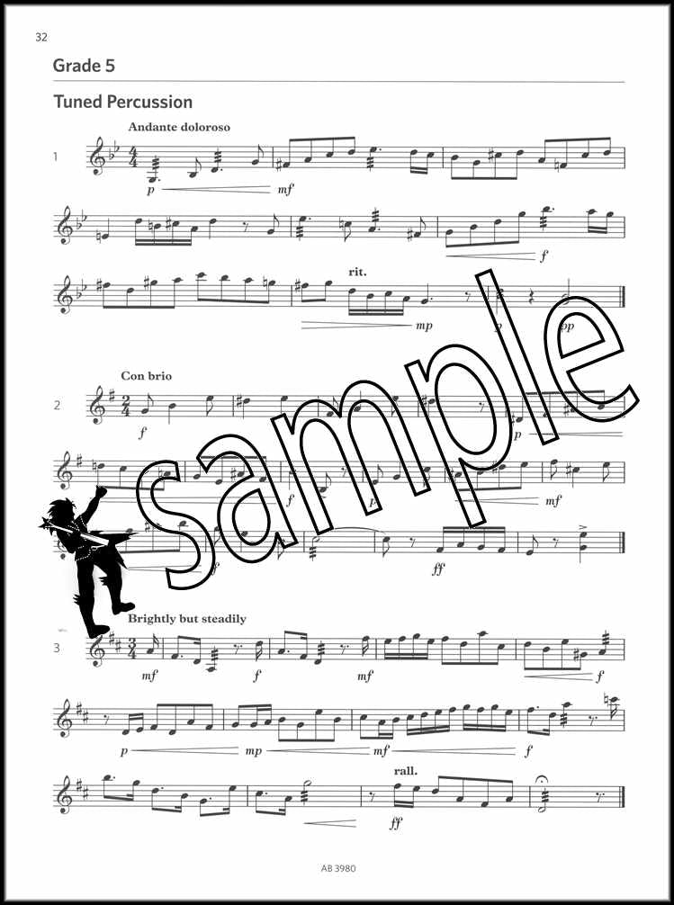 3rd sample page from ABRSM Percussion Sight-Reading Grade 1-5 from 2020