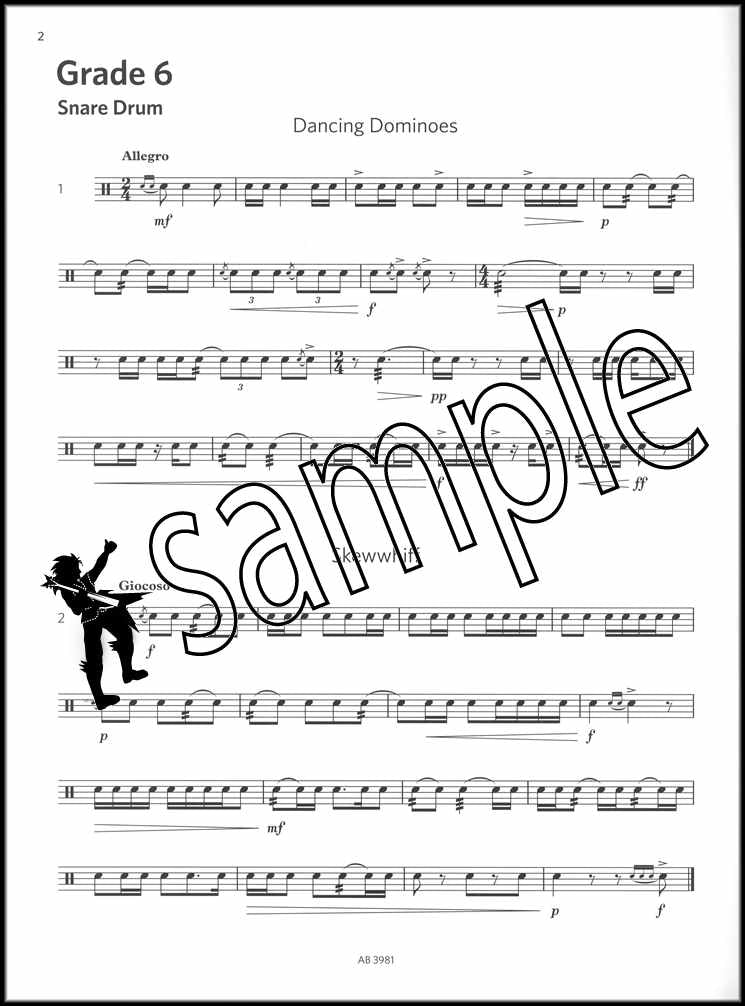 1st sample page from ABRSM Percussion Sight-Reading Grade 6-8 from 2020