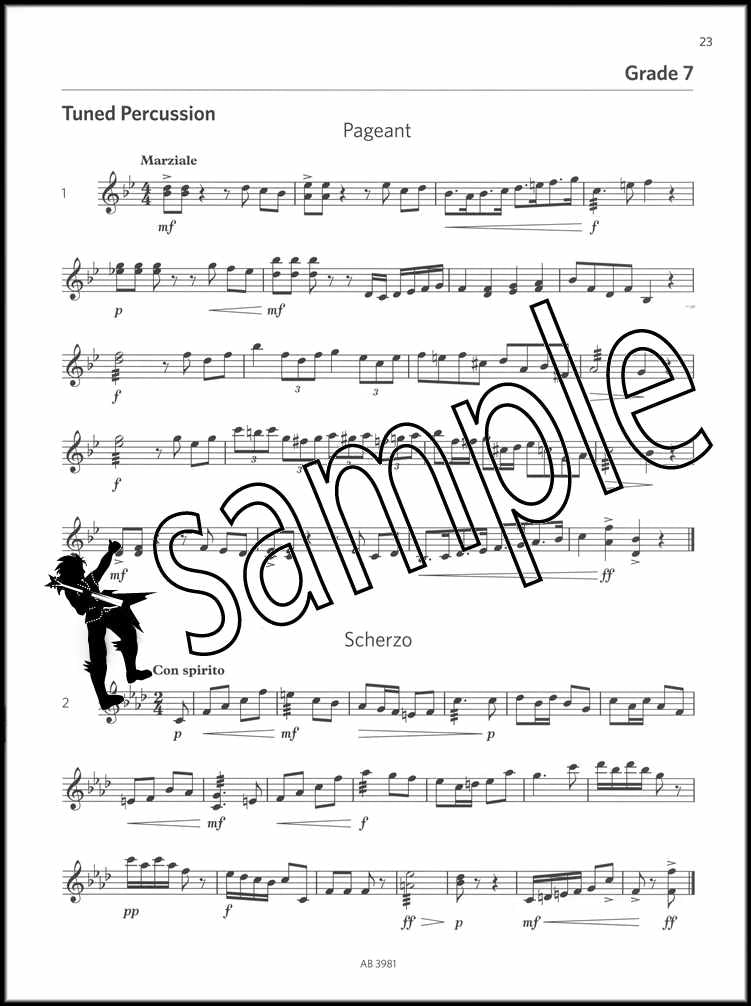 2nd sample page from ABRSM Percussion Sight-Reading Grade 6-8 from 2020