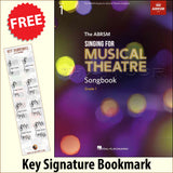 front cover of The ABRSM Singing for Musical Theatre Songbook Grade 1 together with free Grand Staff bookmark