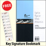 front cover of Lets Face The Music for Tuba/Eb Bass Treble Clef together with free Treble Clef bookmark