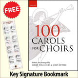 front cover of 100 Carols for Choirs together with free Grand Staff bookmark