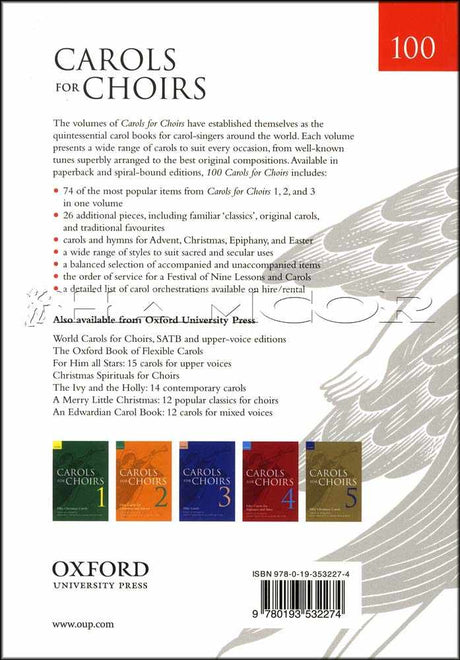 back cover of 100 Carols for Choirs