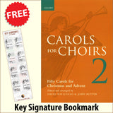 front cover of Carols for Choirs Book 2 together with free Grand Staff bookmark