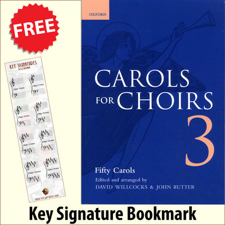 front cover of Carols for Choirs Book 3 together with free Grand Staff bookmark