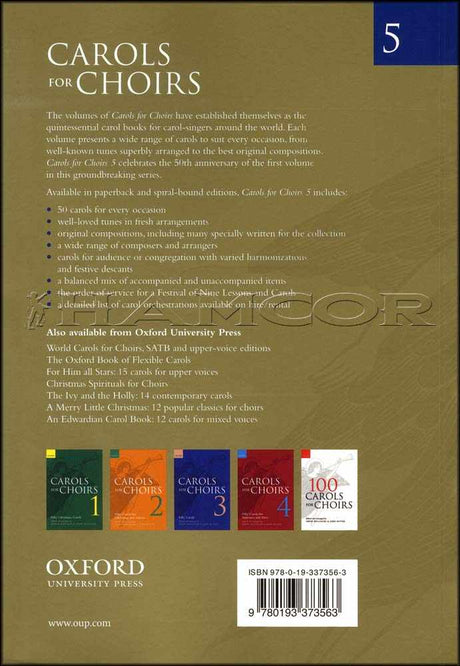 back cover of Carols for Choirs Book 5