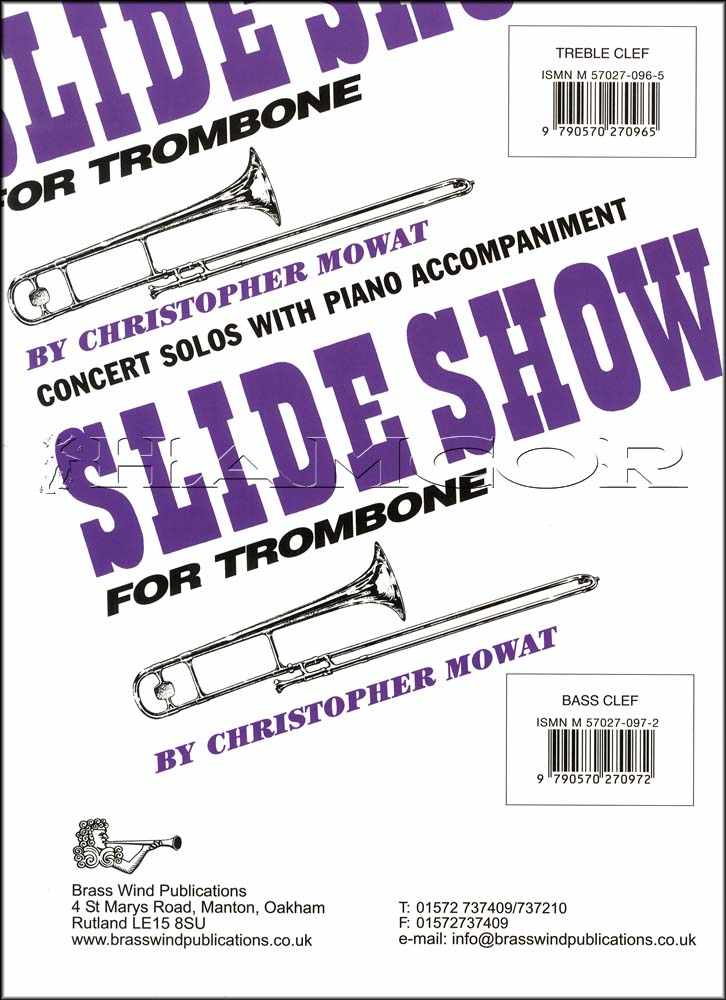 back cover of Slide Show for Trombone Bass Clef Book/CD by Christopher Mowat