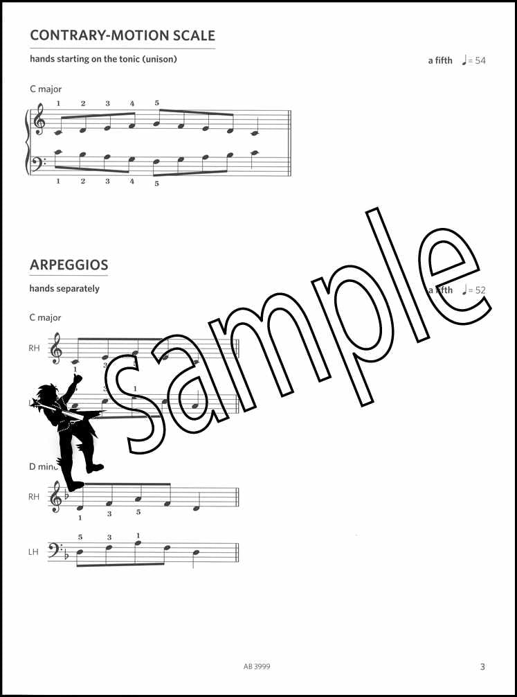 1st sample page from ABRSM Piano Scales Arpeggios Initial Grade