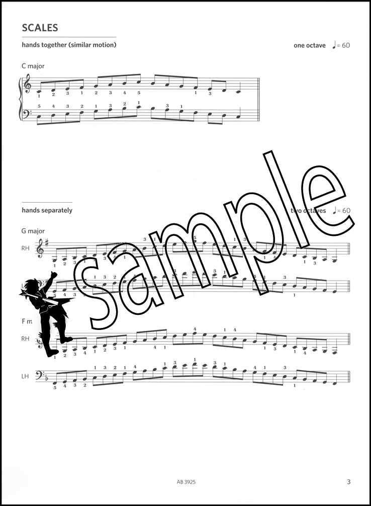 1st sample page from ABRSM Piano Scales Arpeggios Grade 1