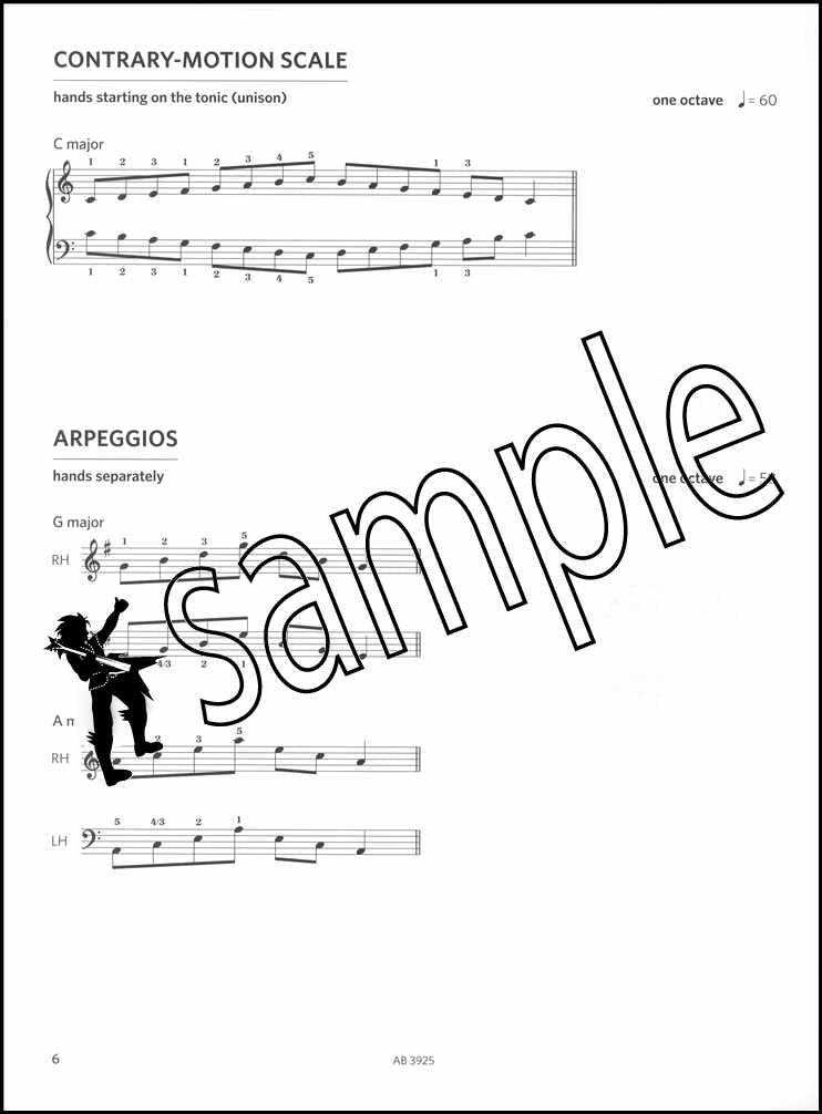 2nd sample page from ABRSM Piano Scales Arpeggios Grade 1