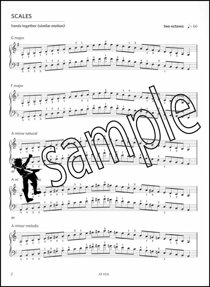 1st sample page from ABRSM Piano Scales Arpeggios Grade 2