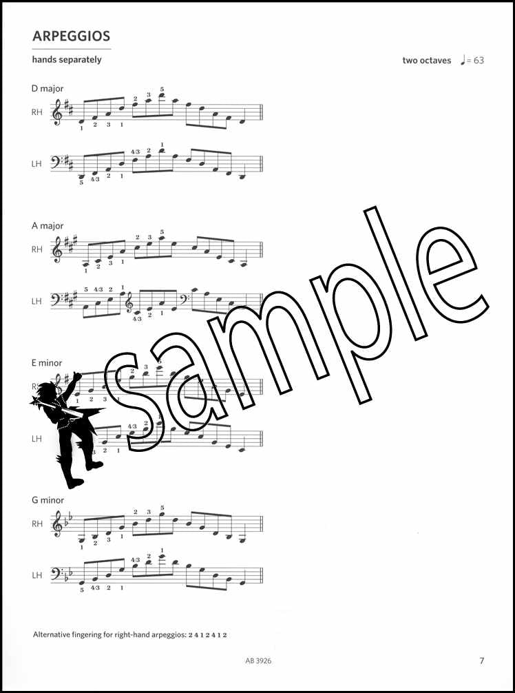 2nd sample page from ABRSM Piano Scales Arpeggios Grade 2