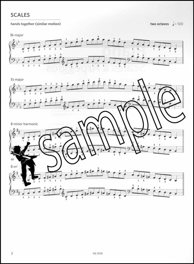 1st sample page from ABRSM Piano Scales Arpeggios Grade 4