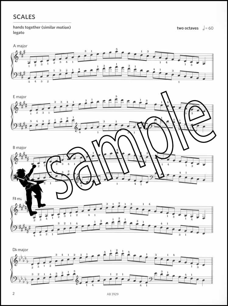 1st sample page from ABRSM Piano Scales Arpeggios Grade 5