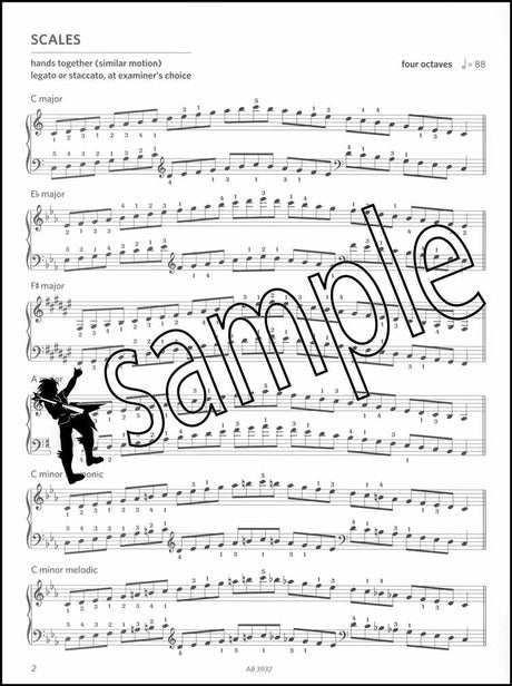 1st sample page from ABRSM Piano Scales Arpeggios Grade 8