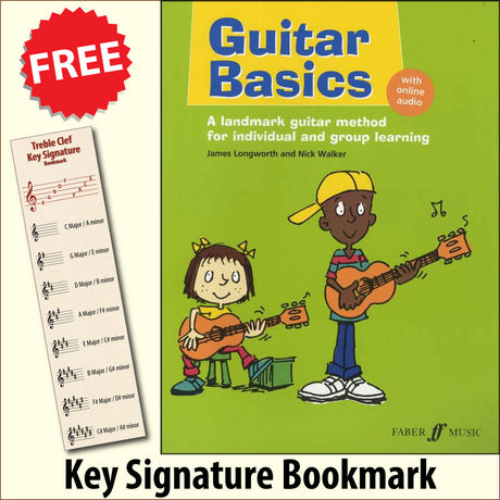 front cover of Guitar Basics together with free Treble Clef bookmark