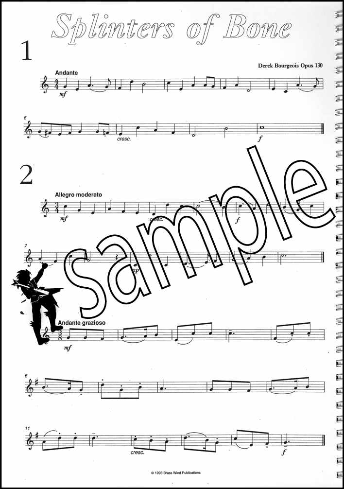 1st sample page from Splinters of Bone Studies for Trombone Treble Clef by Derek Bourgeois