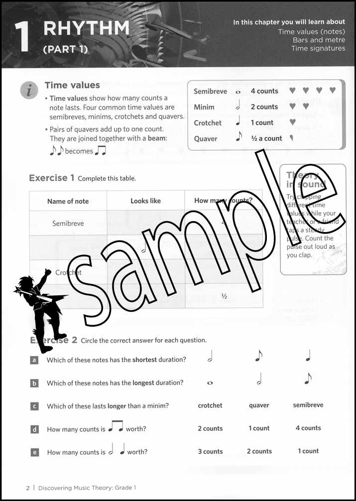 1st sample page from ABRSM Discovering Music Theory Grade 1 Workbook