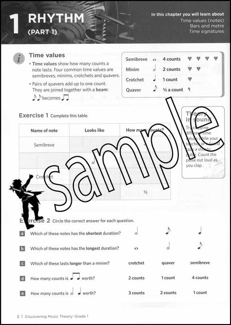 1st sample page from ABRSM Discovering Music Theory Grade 1 Workbook