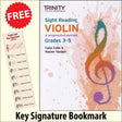front cover of Trinity College London Violin Sight Reading Grade 3-5 together with free Treble Clef bookmark