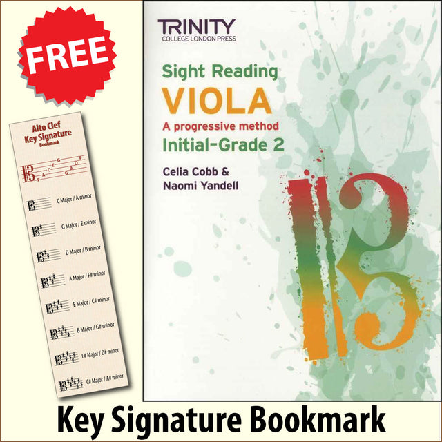front cover of Trinity College London Viola Sight Reading Initial - Grade 2 together with free Alto Clef bookmark