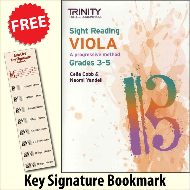 front cover of Trinity College London Viola Sight Reading Grades 3-5 together with free Alto Clef bookmark