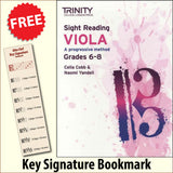 front cover of Trinity College London Viola Sight Reading Grades 6-8 together with free Alto Clef bookmark