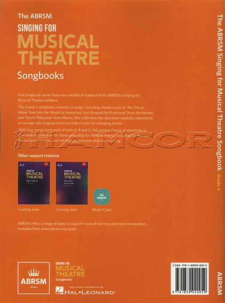 back cover of The ABRSM Singing for Musical Theatre Songbook Grade 5