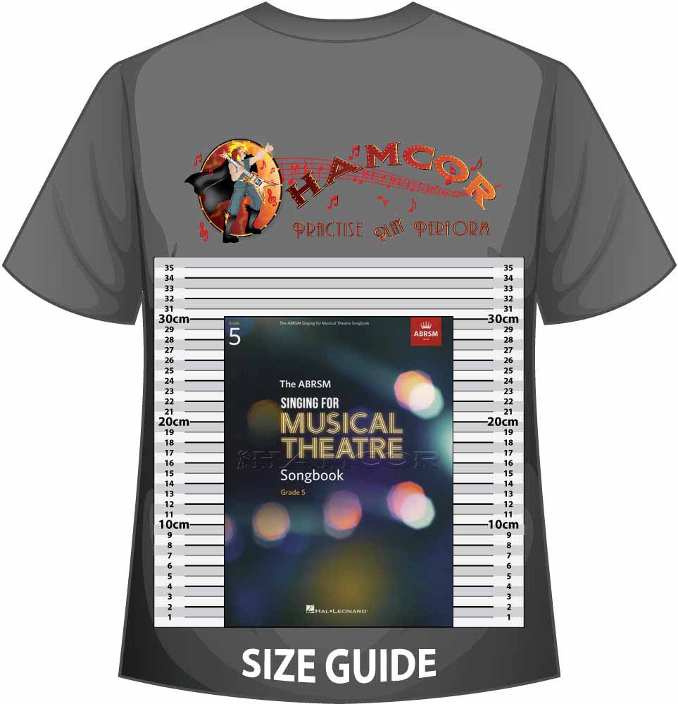 front cover of The ABRSM Singing for Musical Theatre Songbook Grade 5 on a size guide