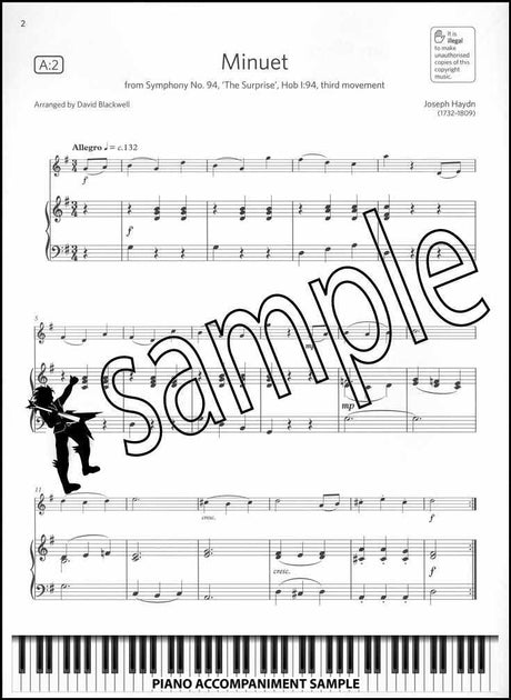 piano accompaniment sample page from ABRSM Flute Exam Pack Grade 1 from 2022