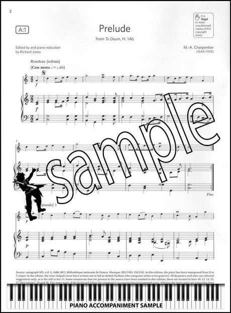 piano accompaniment sample page from ABRSM Flute Exam Pack Grade 3 from 2022