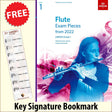 front cover of ABRSM Flute Exam Pieces Grade 1 from 2022 together with free Treble Clef bookmark