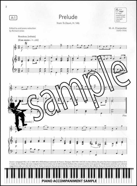 piano accompaniment sample page from ABRSM Flute Exam Pieces Grade 3 from 2022