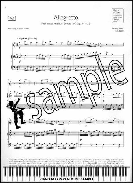 piano accompaniment sample page from ABRSM Flute Exam Pieces Grade 4 from 2022