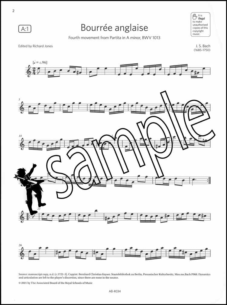 1st sample page from ABRSM Flute Exam Pieces Grade 6 from 2022