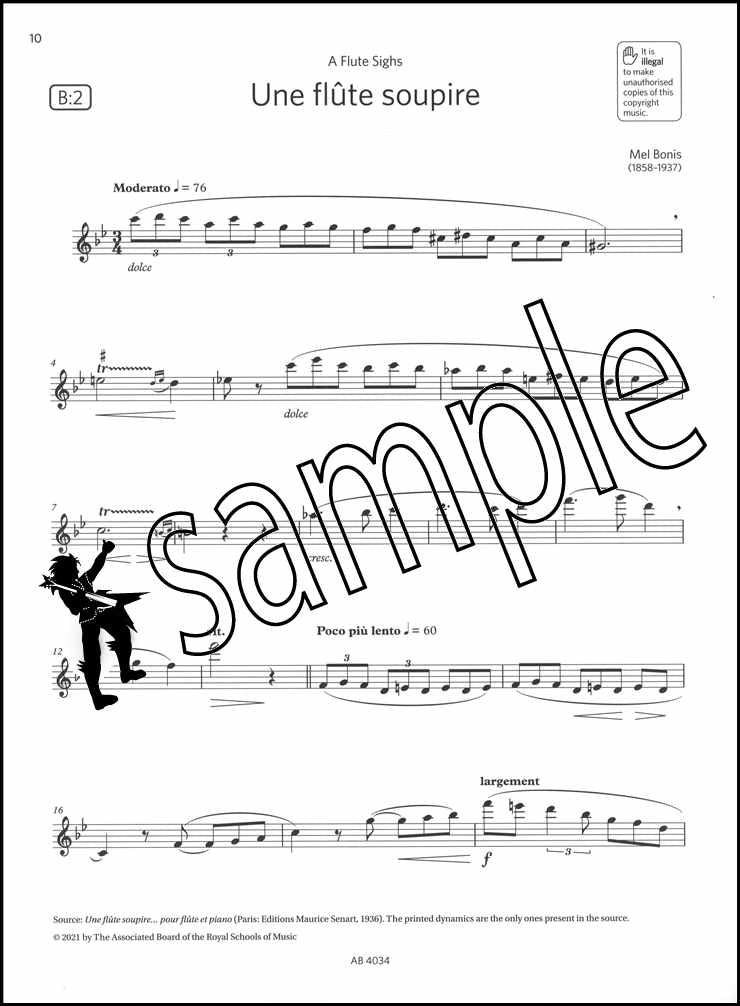 2nd sample page from ABRSM Flute Exam Pieces Grade 6 from 2022