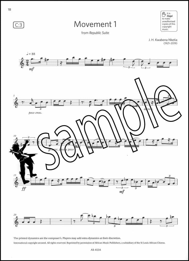 3rd sample page from ABRSM Flute Exam Pieces Grade 6 from 2022