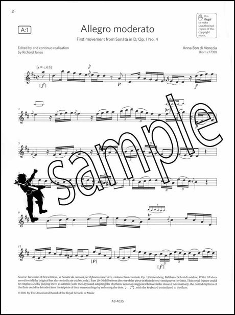 1st sample page from ABRSM Flute Exam Pieces Grade 7 from 2022