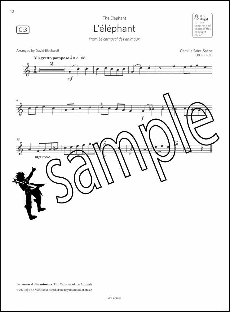 2nd sample page from ABRSM Saxophone Exam Pack Grade 1 from 2022