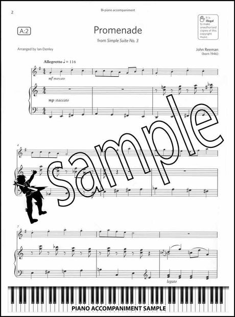 piano accompaniment sample page from ABRSM Saxophone Exam Pack Grade 1 from 2022