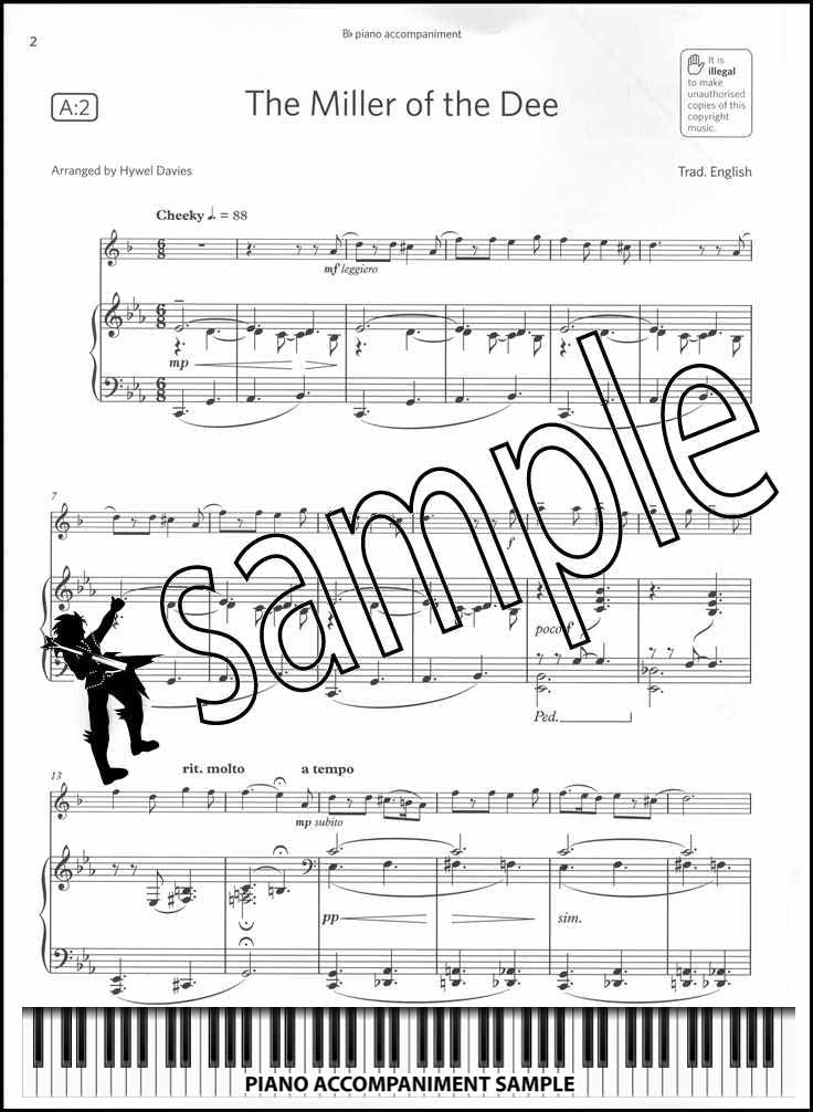 piano accompaniment sample page from ABRSM Saxophone Exam Pack Grade 3 from 2022