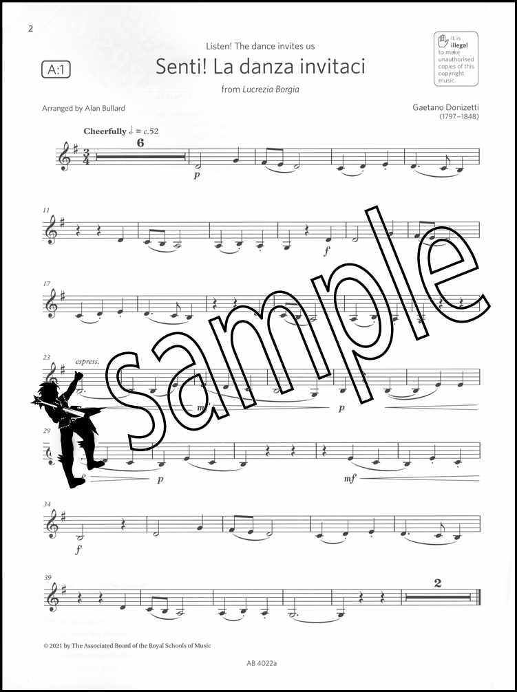 1st sample page from ABRSM Clarinet Exam Pack Grade 1 from 2022