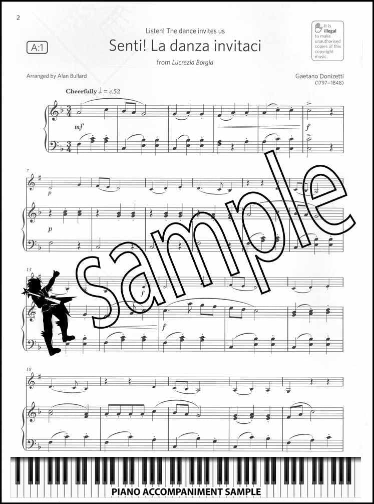 piano accompaniment sample page from ABRSM Clarinet Exam Pack Grade 1 from 2022